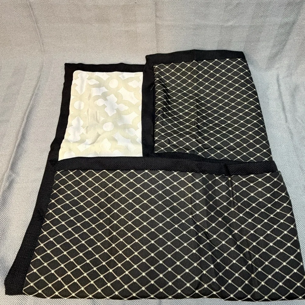 Veratex euro pillow sham 26 x 26 reversible pattern zippered black and beige